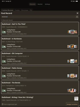 Search and locate any record's exact compartment on iPad.